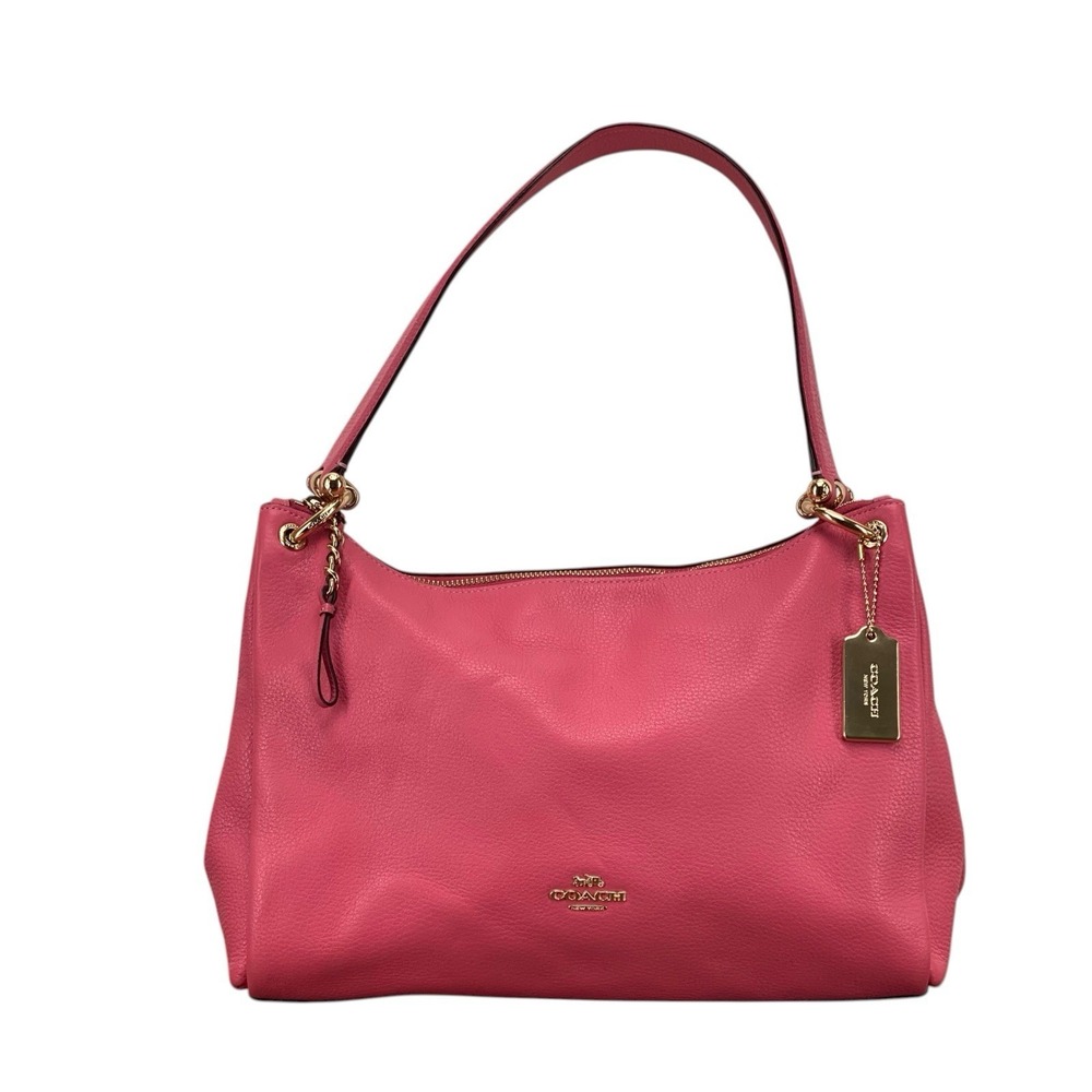 Coach Mia Shoulder Bag Pebble Leather Pink Ruby F28966